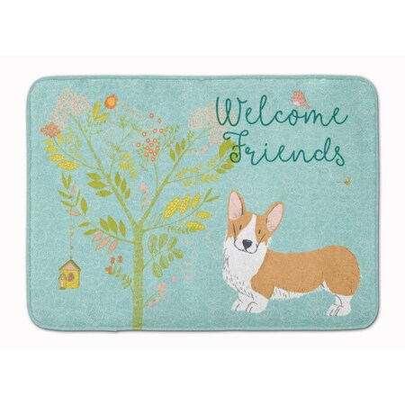 Carolines Treasures Welcome Friends Pembroke Welsh Corgi Red Machine Washable Memory Foam Mat BB7608RUG
